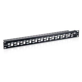 Equip CAT.6a Panel for 24 keystone jacks, shielded, black - 769324
