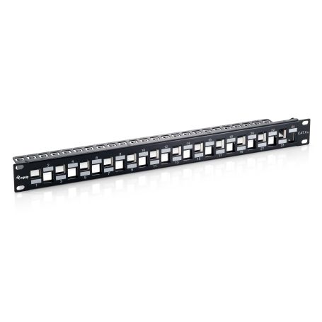 Equip CAT.6a Panel for 24 keystone jacks, shielded, black - 769324