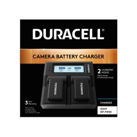 Power Charger  110-240V - Duracell LED Dual DSLR Battery Charger DRS6120