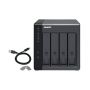 NAS QNAP TR-004, 4-bay 3.5' SATA HDD USB 3.0 type-C hardware RAID external enclosure. USB-C to USB-A cable included