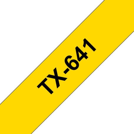Brother Fita laminada - Texto preto sobre fundo amarelo, Largura 18mm, Comprimento 15m - TX641