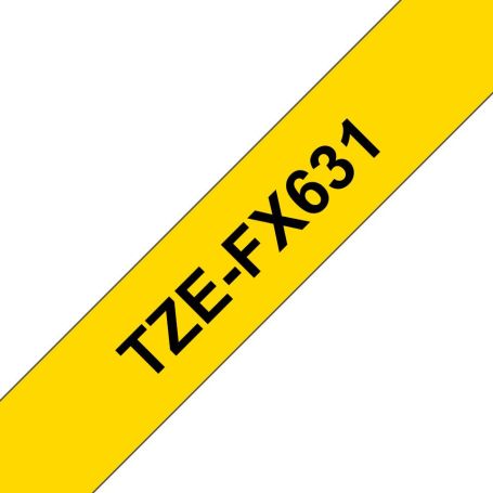 Brother Fita laminada flexível de 12mm, comprimento 8m - Texto preto sobre fundo amarelo - TZEFX631