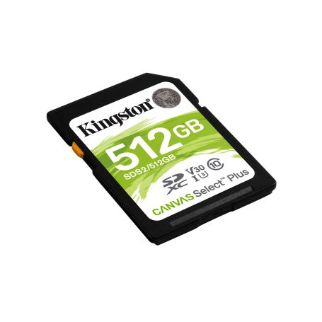 Kingston SD Card XC 512GB Canvas Select Plus 100R C10 UHS-I U3 V30 - SDS2 512GB