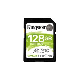 Kingston SD Card XC 128GB Canvas Select Plus 100R C10 UHS-I U3 V30 - SDS2 128GB