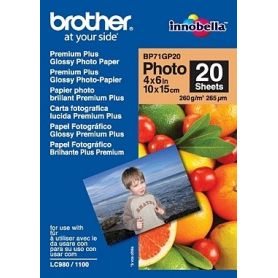 Brother Papel ''Glossy'' 10x15. 20 folhas. p/ 130/ 145/ 330/ 350/ 240/ 440/ 465/ 540/ 560/ 660/ 750/ 770/ 3360/ 5460/ 845/ 885