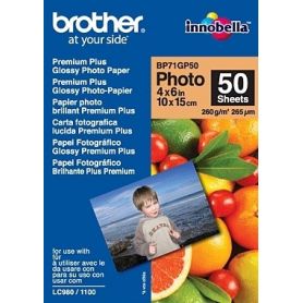 Brother Papel ''Glossy'' 10x15. 50 folhas. p/ 130/ 145/ 330/ 350/ 240/ 440/ 465/ 540/ 560/ 660/ 750/ 770/ 3360/ 5460/ 845/ 885