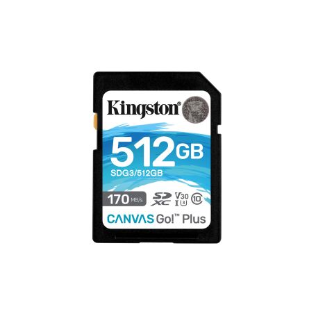 Kingston 512GB SDXC Canvas Go Plus 170R C10 UHS-I U3 V30 - SDG3 512GB