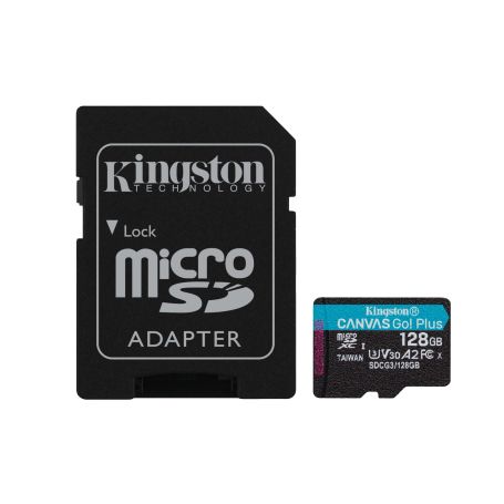 Kingston Micro SDXC 128GB Canvas Go Plus 170R A2 U3 V30 Card + ADP	 - SDCG3 128GB