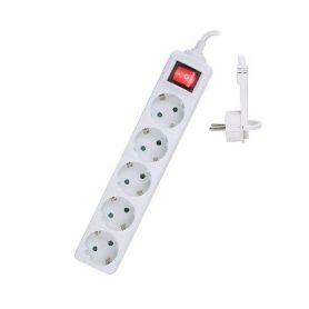 EWENT Tomada múltipla de 5 entradas com interruptor luminoso, tomada plana, cabo 1.5m - EW3955