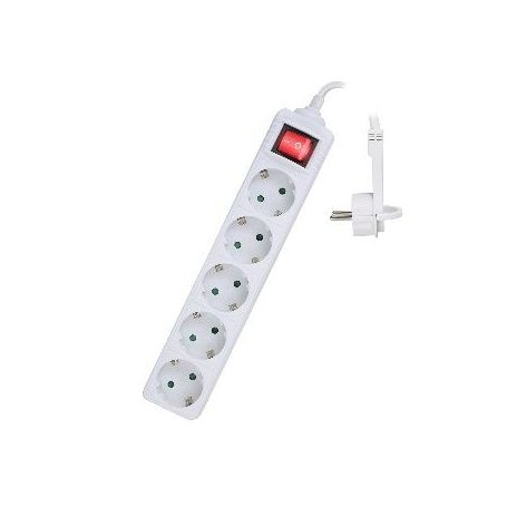 EWENT Tomada múltipla de 5 entradas com interruptor luminoso, tomada plana, cabo 1.5m - EW3955