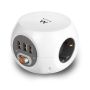EWENT Tomada múltipla de 3 entradas Schuko + 3 x USB 2.4A, botão ligar desligar, cabo 1.5m, branca - EW3939