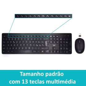 KIT TECLADO E RATO EWENT WIRELESS EW3258 PT PRETO
