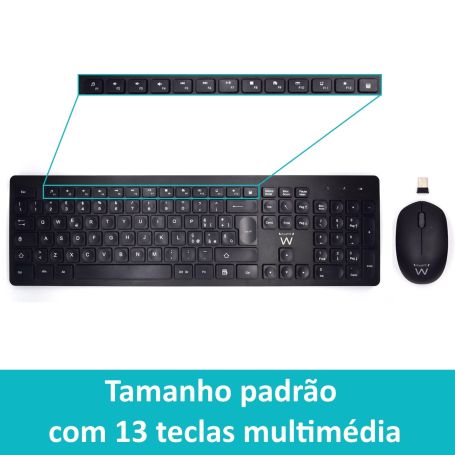 KIT TECLADO E RATO EWENT WIRELESS EW3258 PT PRETO