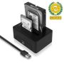 EWENT Dockstation Dupla USB 3.1 de 1ª geração (USB 3.0) para HDD SSD SATA de 2.5 e 3.5 polegadas - EW7014