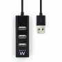 HUB USB2.0 4P. EWENT EW1123 PRETO