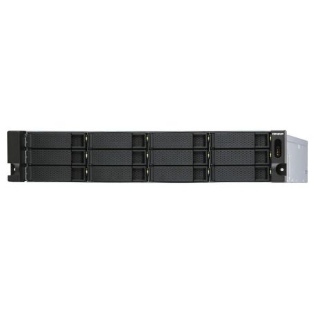 QNAP 12-bay 2U rackmount SATA JBOD expansion unit, redundant PSU, with a QXP-1600eS PCIe SATA host card and 3 SFF-8088