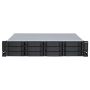 QNAP 12-bay 2U rackmount SATA JBOD expansion unit, redundant PSU, with a QXP-1600eS PCIe SATA host card and 3 SFF-8088