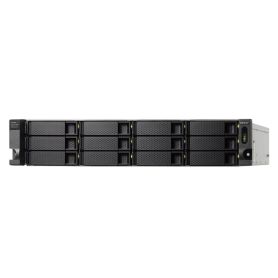QNAP 12-bay 2U rackmount USB-C 3.1 Gen2 10Gbps JBOD expansion unit, redundant PSU, with a 1-meter USB-C to USB-A 3.1 Gen2 cable