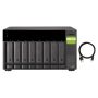QNAP 8-bay desktop USB-C 3.1 Gen2 10Gbps JBOD expansion unit with a 1-meter USB-C to USB-A 3.1 Gen2 cable. TL-D800C