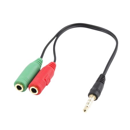 EWENT Cabo Adaptador Aúdio, 1x 3.5 mm AUX 4-pin M - 2x 3.5 mm AUX 3-pin F - EC1640