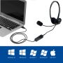 EWENT Headsets USB com microfone e controlo de volume, cabo 2.1m - EW3568