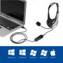 EWENT Headsets USB com microfone e controlo de volume, cabo 2.1m - EW3565