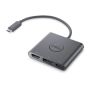 Dell Adapter USB-C to HDMI DP - USB-C macho para HDMI, DisplayPort, USB-C fêmea - 18 cm - suporte de 4K