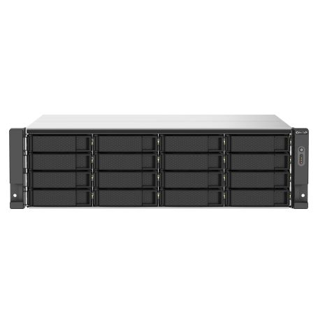 16-bay rackmount NAS, AMD Ryzen V1000 series V1500B 4C 8T 2.2GHz, 16GB, 2 x 2.5GbE LAN, 2xPCIe 3.0x4 slots, USB 3.2 Gen2, 2x550W