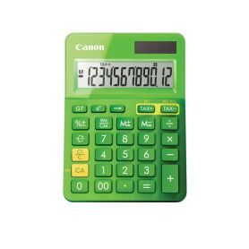 Canon Calculadora LS-123K Verde - Visor de 12 dígitos grande com função de cálculo de taxas. Alimentação dupla - 9490B002AA