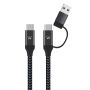 EWENT Cabo de carregamento USB-C 2 em 1, USB-C para USB-C+USB-A, 1 metro - EW9918
