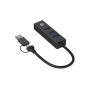 Conceptronic DONN 3-Port USB Hub with Gigabit Network Adapter incl. USB-C to USB-A Converter - DONN07BA