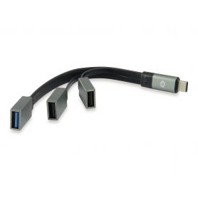 Conceptronic HUBBIES USB 3.1 Type-C to 1-Port USB 3.0 + 2-Port USB 2.0 Cable Hub - grey - HUBBIES01G