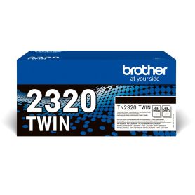 Brother Pack de 2 toners pretos de alta capacidade, Duração estimada 2.600 páginas cada toner segundo ISO IEC 19752 - TN2320TWIN