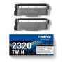 Brother Pack de 2 toners pretos de alta capacidade, Duração estimada 2.600 páginas cada toner segundo ISO IEC 19752 - TN2320TWIN