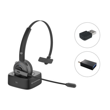 Conceptronic POLONA Wireless Bluetooth Headset with Charging Dock & Bluetooth USB Audio Adapter 0 - POLONA03BDA
