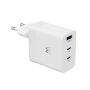 EWENT USB-C AC PD charger, 2 USB-C ports and 1 USB-A QC3.0 (65W), white - EW1323