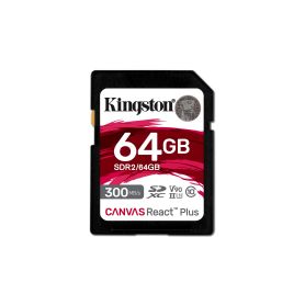 Kingston SDXC Card 64GB Canvas React Plus UHS-II 300R 260W U3 V90 for Full HD 4K 8K - SDR2 64GB