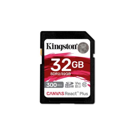 Kingston SDHC Card 32GB Canvas React Plus UHS-II 300R 260W U3 V90 for Full HD 4K 8K - SDR2 32GB