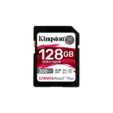 Kingston SDXC Card 128GB Canvas React Plus UHS-II 300R 260W U3 V90 for Full HD 4K 8K - SDR2 128GB