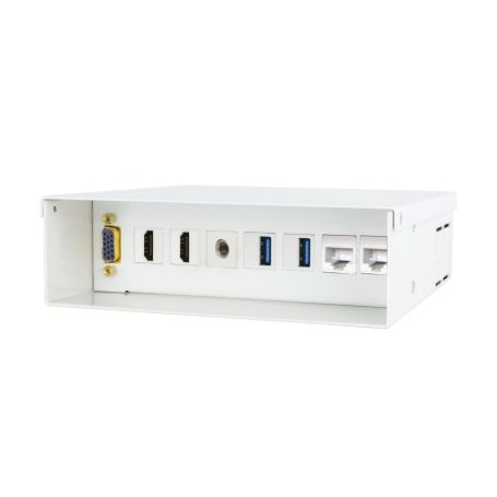 EWENT Multimedia and Network wall junction box VGA + 2xHDMI + Audio + 2xUSB + 2xRJ45, White - EW1555