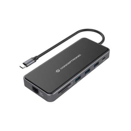 Conceptronic DONN 12-in-1 Docking Station USB 3.2 Gen 1, HDMI x 2, VGA, USB-C Data, USB 3.0 x 2, USB 2.0, SD, TF MicroSD