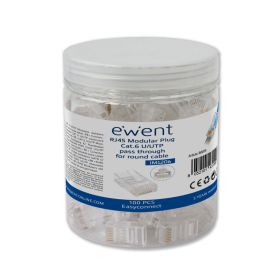 EWENT RJ45 plug, CAT 6 U UTP Easyconnect for AWG 23-26 cable, 15u gold plated contacts, jar 100pcs - IM1206