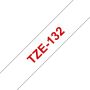 Brother Fita laminada 12mm - Texto vermelho sobre fundo transparente, Largura 12 mm. Comprimento 8 m - TZE132