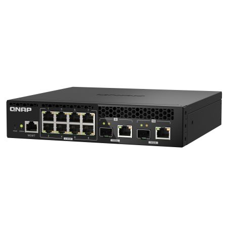 QNAP QSW-M2108R-2C - Interruptor - Administrado - 8 x 2.5GBase-T + 2 x combo 10 Gigabit SFP+ RJ-45 - desktop, montável em trilho