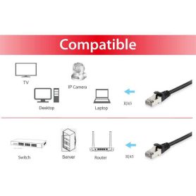 Equip Cat.6A S FTP Patch Cable, 15m, Black - 606109