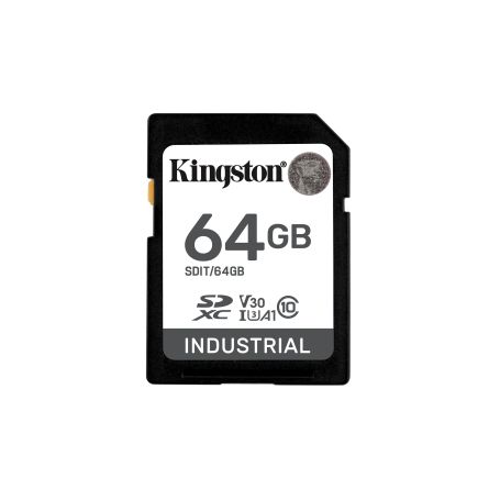 Kingston SDHC Card 64GB Industrial C10 UHS-I U3 V30 A1 pSLC - SDIT 64GB