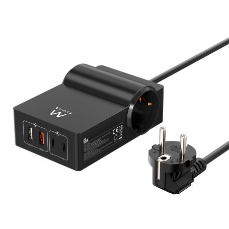 EWENT Estação de Carregamento USB GaN de 65W com 2 tomadas adicionais  - EW3992