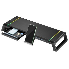 EWENT Foldable RGB Monitor Raise with drawer, smartphone holder and 4-port USB 3.0 HUB  - EW1268