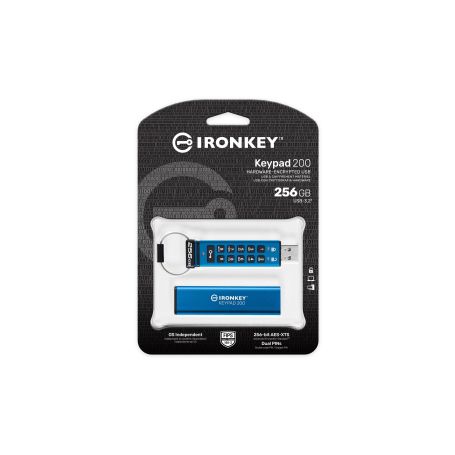 Kingston 256GB IronKey Keypad 200, FIPS 140-3 Lvl 3 (Pending) AES-256 Encrypted  - IKKP200 256GB