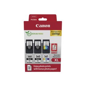 Canon PG-560XLx2 CL-561XL PVP - 4x6 Photo Paper (GP-501 50sheets) + XL Black x2 & XL Colour Cartridges  - 3712C012